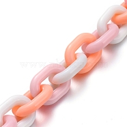 Handmade Opaque Acrylic Cable Chains, Oval, PeachPuff, Link: 19x14x4mm, about 39.37 inch(1m)/strand(AJEW-JB00550-03)