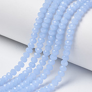 Glass Beads Strands, Imitation Jade, Faceted, Rondelle, Light Sky Blue, 3.5x3mm, Hole: 0.4mm, about 138pcs/strand, 15.7 inch(40cm)(EGLA-A034-J3mm-D03)