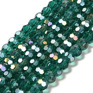 Transparent Glass Beads, 32 Facets, AB Color Plated, Round, Sea Green, 6x5.5mm, Hole: 1.2mm, about 91~93pcs/strand, 19.57''~19.92''(49.7~50.6cm)(EGLA-A035-T6mm-B18)