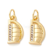 Rack Plating Eco-friendly Brass Micro Pave Clear Cubic Zirconia Charms, Long-Lasting Plated, Real 18K Gold Plated, Cadmium Free & Nickel Free & Lead Free, Letter.D, 14x8x2.5mm, Hole: 3.5mm(KK-D072-01G-D-NR)