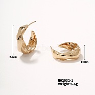 Shiny Women's Earrings with Hollow Design, Elegant C-shaped Earrings, Golden, 20x8mm(OK1604-2)