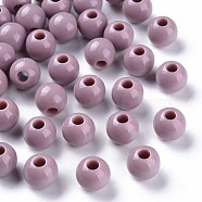 Opaque Acrylic Beads, Round, Rosy Brown, 11.5x10.5mm, Hole: 4mm, about 566pcs/500g(MACR-S373-109-A05)