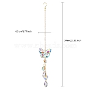Glass Hanging Ornaments, Heart/Teardrop Tassel Suncatchers for Home Outdoor Decoration, Butterfly, 300mm(PW-WG61288-01)