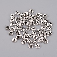 Tibetan Style Alloy Spacer Beads, Flat Round, Antique Silver, Lead Free & Cadmium Free & Nickel Free, 6x6x2mm, Hole: 1mm(X-LF10764Y-NF)