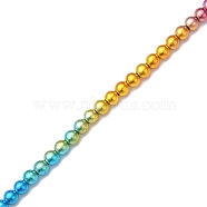 Electroplate Synthetic Non-magnetic Hematite Beads Strands, Round, Rainbow Plated, 6x5.5mm, Hole: 1.2mm, about 70pcs/strand, 15.55 inch(39.5cm)(G-F740-01A)