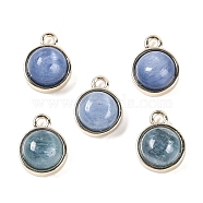 Natural Kyanite Pendants, with GoldenTone Rack Plating Brass, Flat Round, 9.8x7.5x4.3mm, Hole: 1.2mm(G-K372-03G-07)