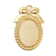 Alloy Pendant Cabochon Settings, Plain Edge Bezel Cups, Oval with Bowknot, Golden, Tray: 25x18mm, 44x29x2.5mm, Hole: 3.5mm(PALLOY-E577-39G)