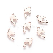 201 Stainless Steel Charms, Dolphin, Rose Gold, 12x7x0.8mm, Hole: 1.2mm(STAS-H436-64RG)