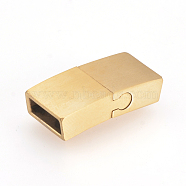 304 Stainless Steel Magnetic Clasps, Matte Style, Rectangle, Golden, 22x10x5mm, Hole: 3x8mm(STAS-Q211-55)