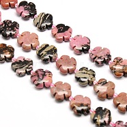 Natural Rhodonite Flower Beads Strands, 15x5.5mm, Hole: 1mm, about 27pcs/strand, 16.53 inch(G-L241B-08)