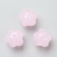 Handmade Lampwork Beads, Flower, Pink, 11x12mm, Hole: 2mm(X-LAMP-G142-02D)