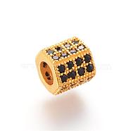 Brass Micro Pave Cubic Zirconia Beads, Hexagon, Golden, 7x8x7mm, Hole: 4mm(ZIRC-S053-YS012B-2)