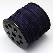 Eco-Friendly Faux Suede Cord, Faux Suede Lace, Midnight Blue, 3.0x1.4mm, about 98.42 yards(90m)/roll(LW-R007-3.0mm-1075)