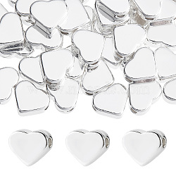 Elite 66Pcs Brass Beads, Heart, Silver, 6x7x3mm, Hole: 1.6mm(KK-PH0009-22)