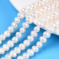 Natural Cultured Freshwater Pearl Beads Strands, Potato, Creamy White, 5.5~6.5mm, Hole: 0.6mm, about 29~31pcs/strand, 7.09~7.48 inch(18~19cm)(PEAR-N013-06V)