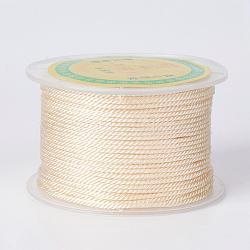 Round Polyester Cords, Milan Cords/Twisted Cords, Antique White, 1.5~2mm, 50yards/roll(150 feet/roll)(OCOR-P005-13)