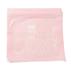 Rectangle Plastic Packaging Zip Lock Bags, Rabbit Print Top Self Seal Pouches, Pink, 24.8x26x0.01~0.15cm, Unilateral Thickness: 2.5 Mil(0.065mm)(OPP-D004-03A)
