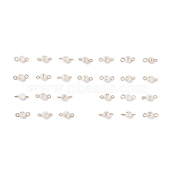 26Pcs 26 Styles Natural Freshwater Shell Beads Connector Charms, with Golden Tone 304 Stainless Steel Double Loops, Flat Round with Letter A~Z, Seashell Color, 12x5.5x3.5mm, Hole: 2~2.5mm, 1pc/style(PALLOY-JF01550)
