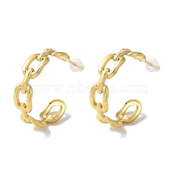 PVD Vacuum Plating 201 Stainless Steel Studs Earring, with 304 Stainless Steel Pin, Chain Link, Real 18K Gold Plated, 24x6.7mm(EJEW-B059-16G)