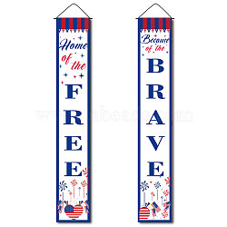 Rectangle Door Wall Hanging Polyester Sign for Festival, for Festival Party Decoration Supplies, Home of the Free, Because of the Brave, Blue, 180x30cm, 2pcs/set(HJEW-WH0036-02H)