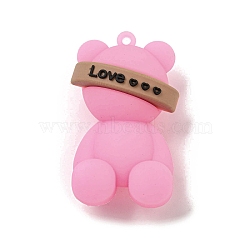 PVC 3D Plastic Pendants, for Key Chain Bag Hanging Ornaments, Bear, Deep Pink, 53.5x32x23mm, Hole: 2mm(PVC-L002-03B)