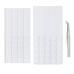 SUPERFINDINGS 310Pcs 2 Styles Square/Round Acrylic Double Sided Adhesive, with 1Pc Stainless Steel Tweezers, Clear, 25~97.5x11~25x1~10mm(AJEW-FH0004-93)