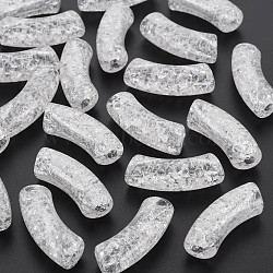 Transparent Crackle Acrylic Beads, Curved Tube, White, 35x11.5x13.5mm, Hole: 3.5mm, about 148pcs/500g(CACR-S009-001B-NA)