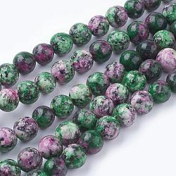 Natural Gemstone Beads Strands, Dyed, Imitation Ruby in Zoisite, Round, Colorful, 8mm, Hole: 1mm, about 49pcs/strand, 15.7 inch(X-G-G086-8mm-1)