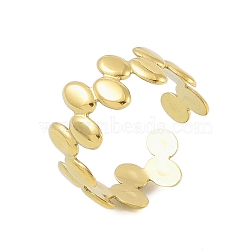 304 Stainless Steel Open Cuff Rings for Women, Real 18K Gold Plated, Oval, Inner Diameter: Adjustable(RJEW-C084-03A-G)