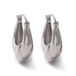 Brass Twist Teardrop Hoop Earrings for Women, Real Platinum Plated, 27.5x19x9.5mm, Pin: 16x0.8~1.6mm(EJEW-C008-28P)