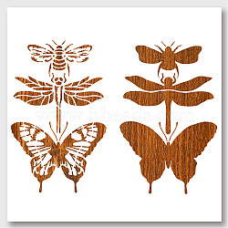 2Pcs 2 Styles PET Hollow Out Drawing Painting Stencils, for DIY Scrapbook, Photo Album, Butterfly & Dragonfly & Bee Pattern, Insect Pattern, 297x210mm, 1pc/style(DIY-WH0416-0011)