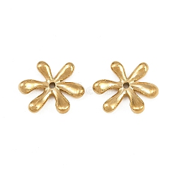 304 Stainless Steel Spacer Beads, Flower, Real 14K Gold Plated, 11x12x2.5mm, Hole: 0.8mm(SA-CBA592A-08G)