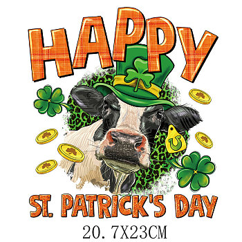 Saint Patrick's Day Theme PET Sublimation Stickers, Heat Transfer Film, Iron on Vinyls, for Clothes Decoration, Word, 230x207mm