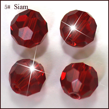 Imitation Austrian Crystal Beads, Grade AAA, K9 Glass, Faceted(32 Facets), Round, Dark Red, 10mm, Hole: 0.9~1mm