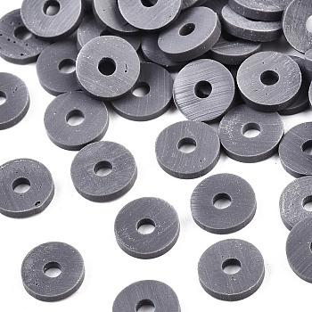 Handmade Polymer Clay Beads, Disc/Flat Round, Heishi Beads, Slate Gray, 4x1mm, Hole: 1mm, about 55000pcs/1000g