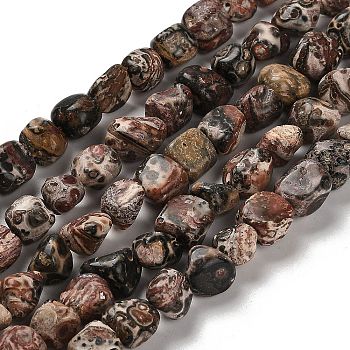 Natural Leopard Skin Jasper Beads Strands, Nuggets, Tumbled Stone, 7~13x4.5~10x4.5~10mm, Hole: 1.2mm, about 44~46pcs/strand, 15.08~16.14 inch(38.3~41cm)