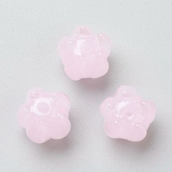 Handmade Lampwork Beads, Flower, Pink, 11x12mm, Hole: 2mm