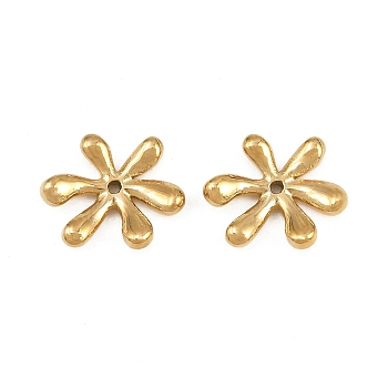 304 Stainless Steel Spacer Beads, Flower, Real 14K Gold Plated, 11x12x2.5mm, Hole: 0.8mm