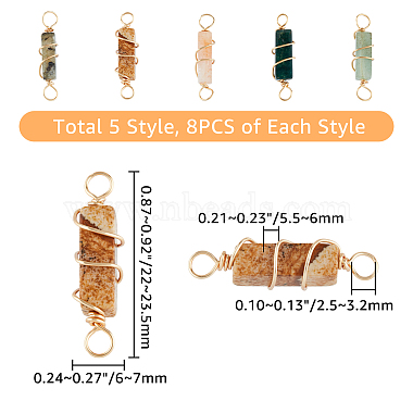 40Pcs 5 Styles Natural Gemstone Copper Wire Wrapped Connector Charms(FIND-FH0005-17)-2