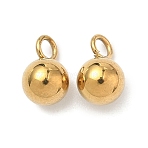 304 Stainless Steel Charms, Ball, Ion Plating(IP), Real 18K Gold Plated, 8x5mm, Hole: 1.8mm(STAS-Z178-21G-01)