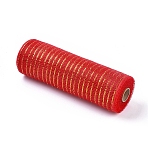 Poly Mesh Ribbon, with Metallic Foil, for Wreaths, Swags and Decorating, Red, 25cm, about 10yards/roll(9.14m/roll)(DIY-CJC0001-09A)