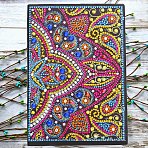 DIY Diamond Painting Notebook Kits, including PU Leather Book, Resin Rhinestones, Diamond Sticky Pen, Tray Plate and Glue Clay, Flower Pattern, 210x150mm, 50 pages/book(DIAM-PW0001-198-07)
