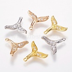 Brass Micro Pave Cubic Zirconia Charms, Cadmium Free & Lead Free, Whale Tail Shape Pendants, Mixed Color, 13x14x2mm, Hole: 0.5mm(KK-I613-03)