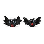 Halloween Handmade Lampwork Beads, Bat, 14x26.5x13.5mm, Hole: 1.8mm(LAMP-Z016-01D)