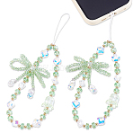 1Pc Alloy & Glass Mobile Straps, Bowknot, Green, 202mm(MOBA-ME0001-01B)