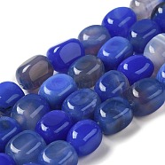 Natural Agate Beads Strands, Dyed & Heated, Cube, Blue, 11~12x8~9.5x8~9.5mm, Hole: 1.2mm, about 16pcs/strand, 7.48~7.72''(19~19.6cm)(G-H295-A01-05)