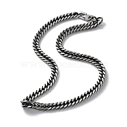 Ion Plating(IP) 304 Stainless Steel Cuban Link Chain Necklace, Antique Silver, 23.66 inch(60.1cm)(NJEW-P288-01C-AS)