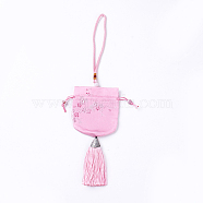 Silk Packing Pouches, Vintage Scented Sachet Perfume Bag, with Tassel, Pearl Pink, 32~34cm(ABAG-L005-E06)