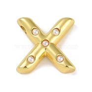 Brass Pendant, with ABS, Letter A~Z, Letter X, 20.5x21.5x6.5mm, Hole: 3.5mm(KK-M009-01X)