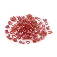 DIY Baroque Jewelry Making Finding Kit, Including AB Color Acrylic Charms and Beads, Mixed Shapes, Indian Red, 10~40x10~33x3~12mm, Hole: 1~2.8mm, 1063pcs/500g(DIY-B073-01D)